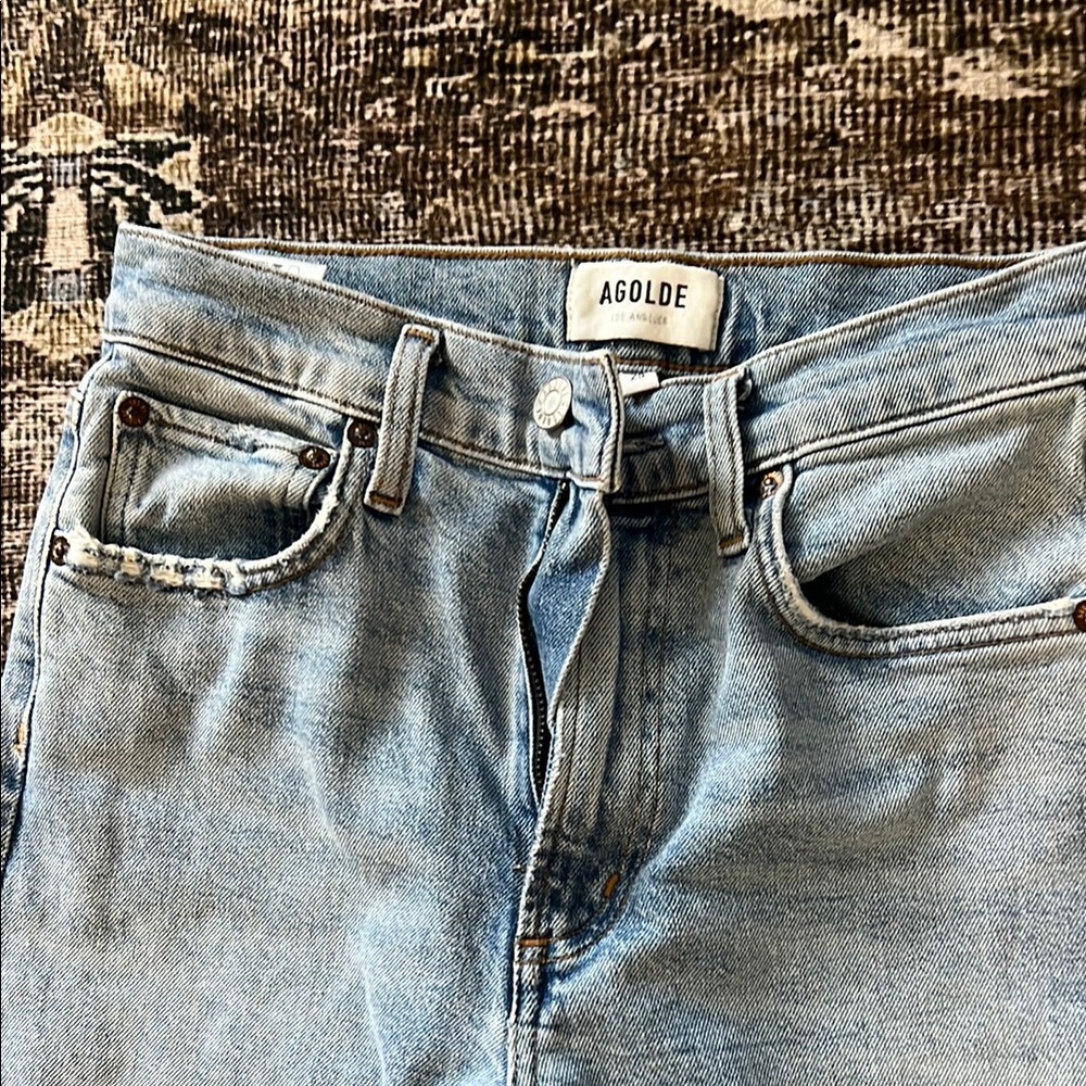 Agolde Women's mid- rise straight Merrel Jeans in Light Blue - Size 25 EUC
